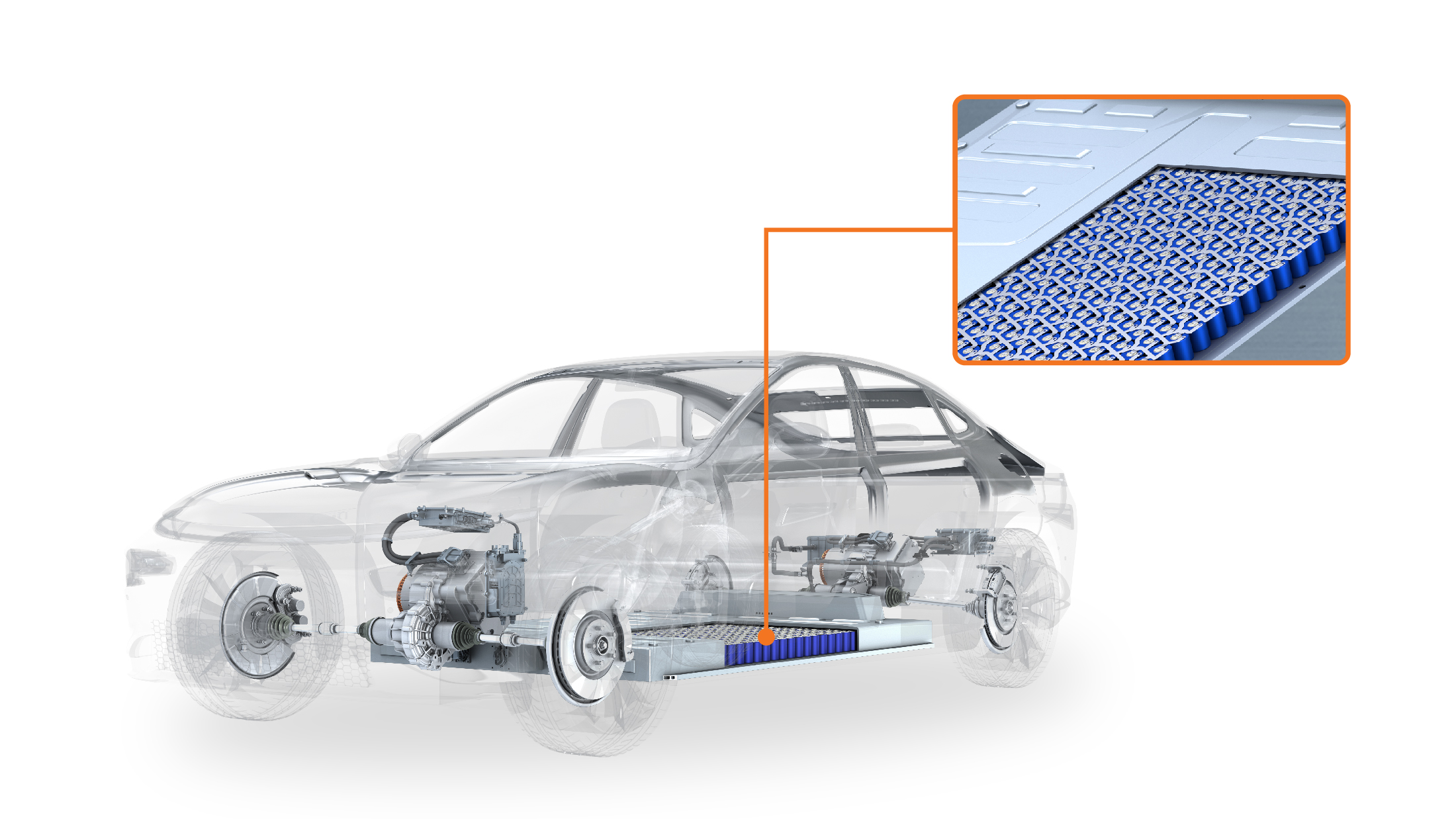 Diagram of electric vehicle battery created with laser welding